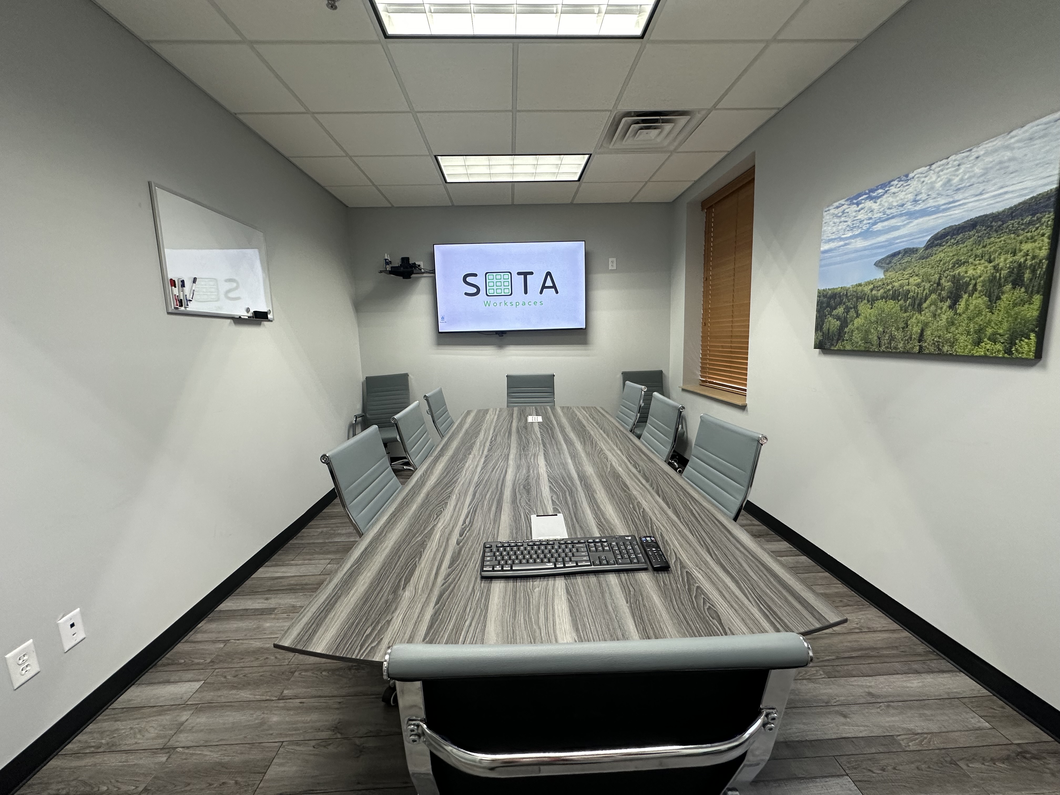Sota Workspaces conference room from end