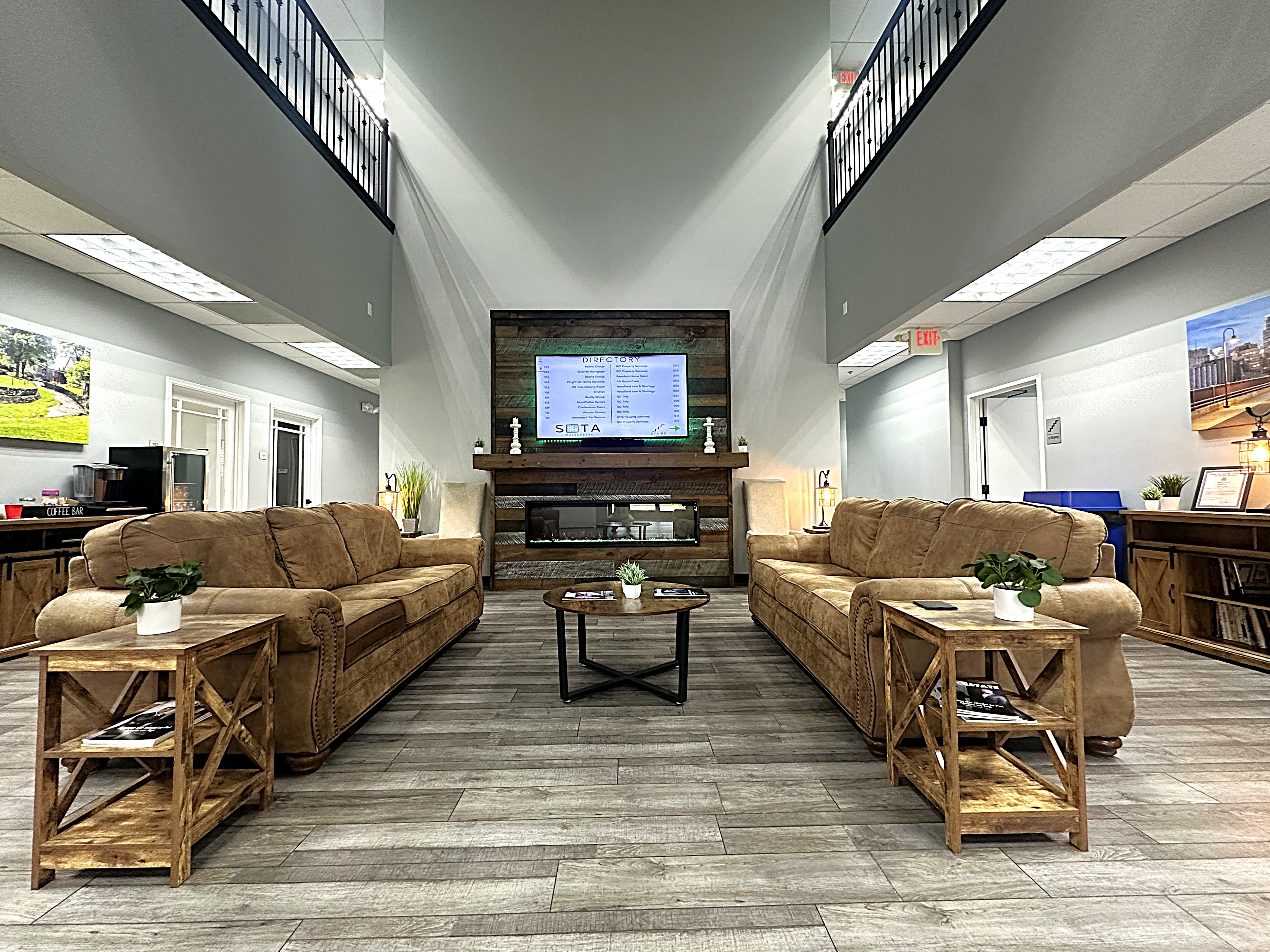 Sota Workspaces lobby and reception area in Blaine, MN